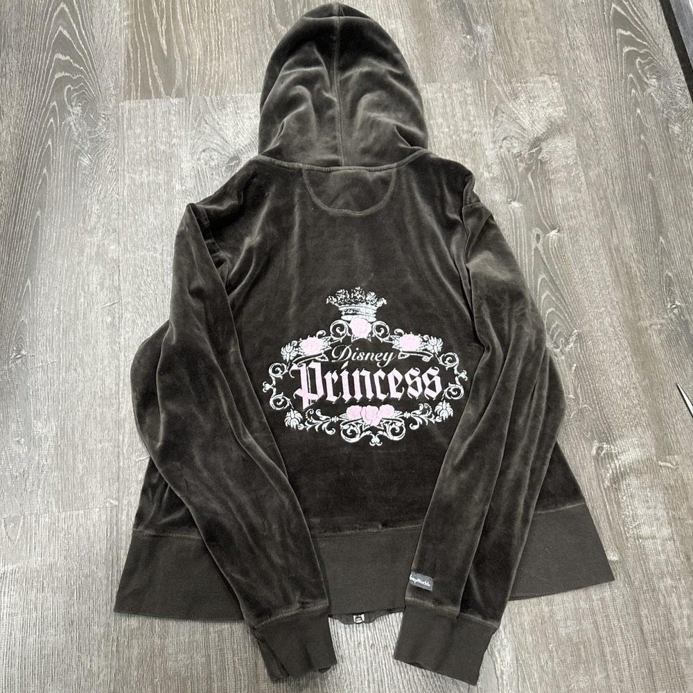 VTG Y2K Walt Disney World Bling Zip Velour Hoodie Princess Jacket XL Juicy